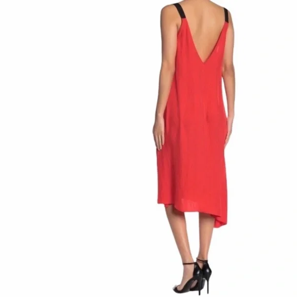 Rag & Bone Red Zoe V-Neck Flowy Dress with Black Straps - Picture 4 of 9
